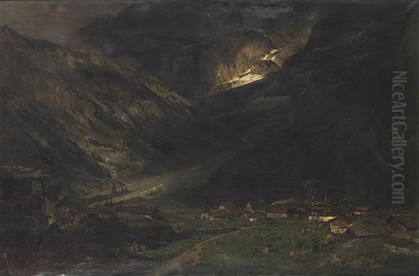 Gewitter In Den Bergen Oil Painting by Theodor Joseph Hagen