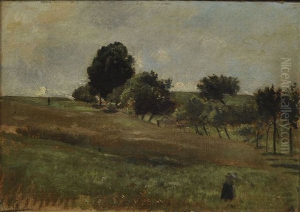 Sommerliche Landschaft Mit Baumbestandenem Feldrain Oil Painting by Theodor Joseph Hagen