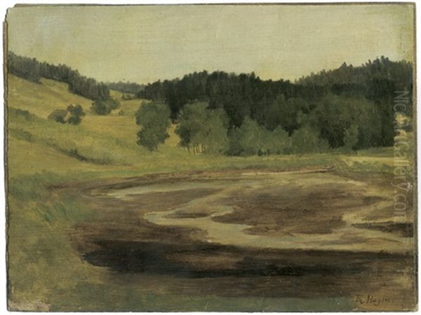 Sommerliche Landschaft Mit Waldweiher Oil Painting by Theodor Joseph Hagen