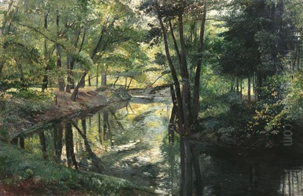 Parklandschaft Mit Bachlauf Oil Painting by Theodor Joseph Hagen