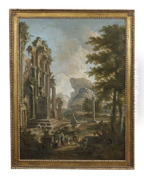 Capriccio With Figures And Ruins Oil Painting by Willem van der Hagen