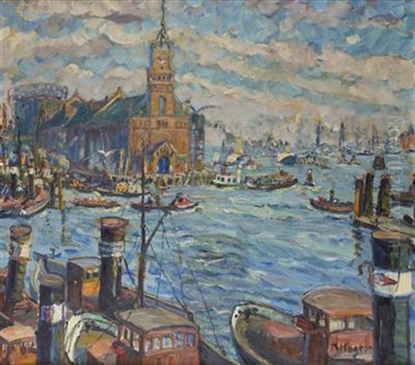 Hafen In Hamburg Oil Painting by Marie Hager