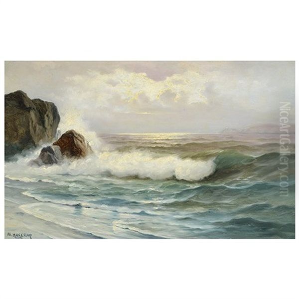 Beach Scene Oil Painting by Nels Hagerup