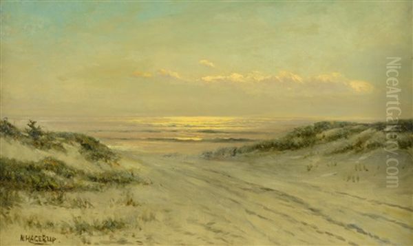 Seascape With Dunes Oil Painting by Nels Hagerup