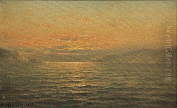 Sunset On The Bay Oil Painting by Nels Hagerup