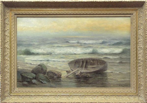 Boat On The Shore Oil Painting by Nels Hagerup