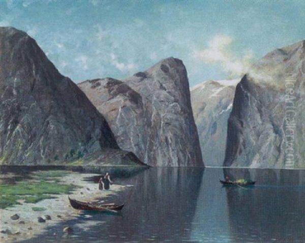 Parti Fra Hardangerfjord, Norge Oil Painting by Nels Hagerup