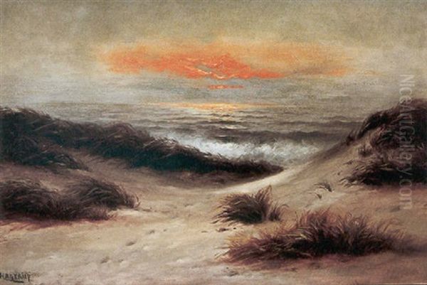 A Seascape At Sunset Oil Painting by Nels Hagerup