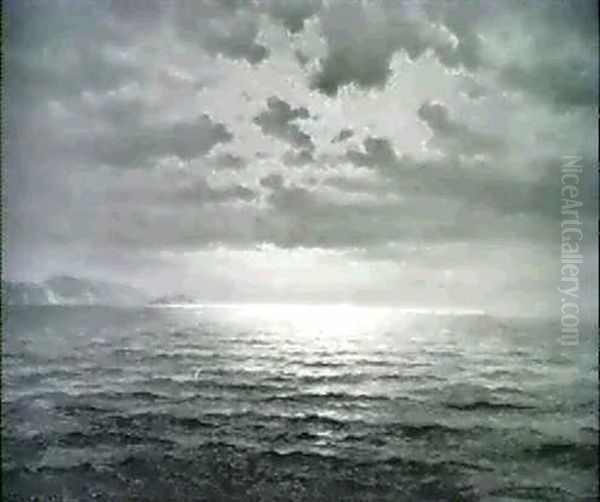 Sunrise Over A Calm Sea Oil Painting by Nels Hagerup