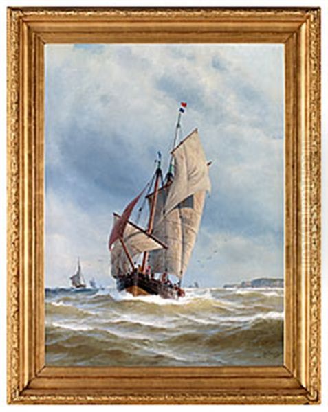 Chasse-maree Bargar Segel Oil Painting by Jacob Haegg