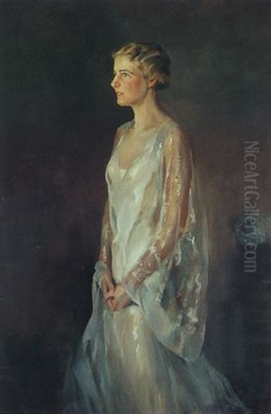 Portrait Of Ellen H. Farnsworth Loomis Of Dedham, Ma by Ben Ali Haggin