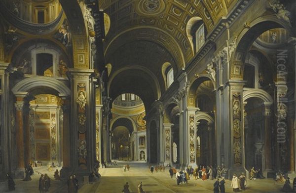 Interior Of St Peter's, Rome Oil Painting by Louis Haghe