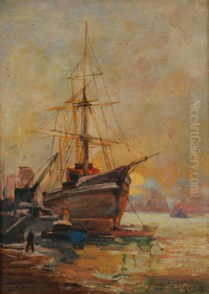 Porto Di Genova Oil Painting by Angelo Balbi