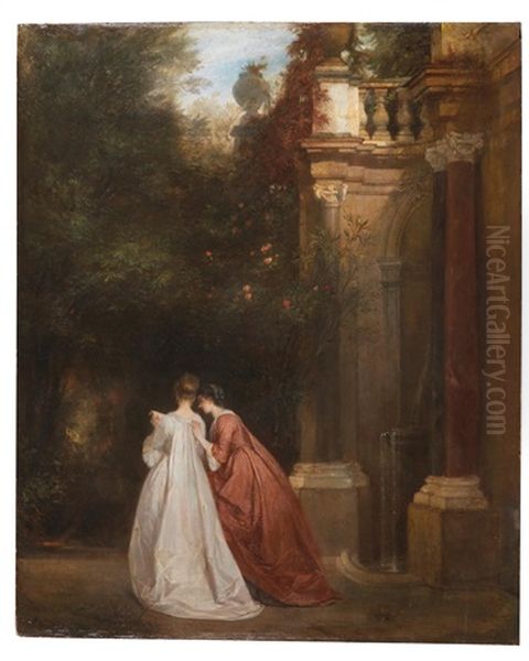 In The Garden Of The Palazzo Colonna In Rome Oil Painting by Louis (Ludwig) von Hagn