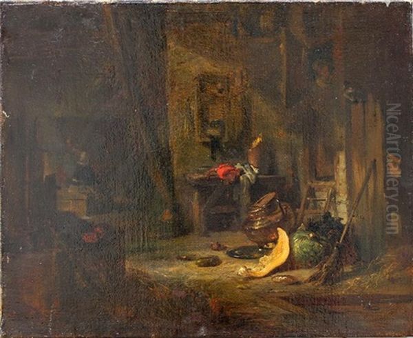 Stubeninterieur Oil Painting by Louis (Ludwig) von Hagn