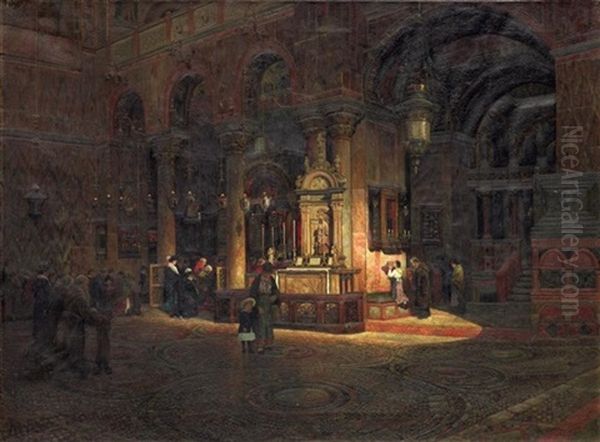 Venedig. Interieur Der Basilika San Marco Oil Painting by Richard (W. D.) von Hagn