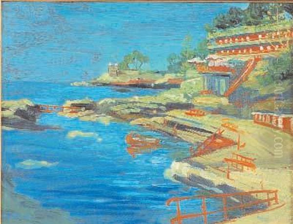 Stabilimento Balneare A Nervi Oil Painting by Angelo Balbi