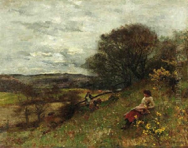 Repose On A Flowering Hillside Oil Painting by Joshua Anderson Hague