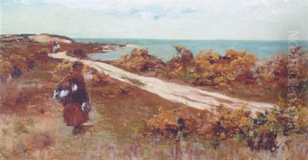 Returning Home On The Coastal Path Oil Painting by Joshua Anderson Hague