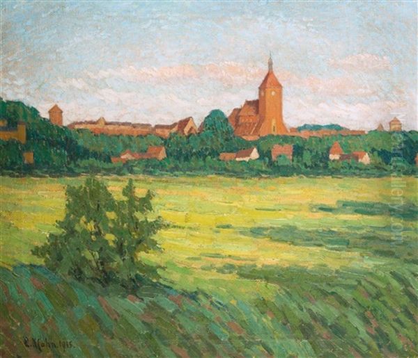 Landschaft Mit Kirchdorf Oil Painting by Clementine Hahn