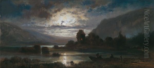 Abend Am Chiemsee, Munchen Oil Painting by Joseph Hahn