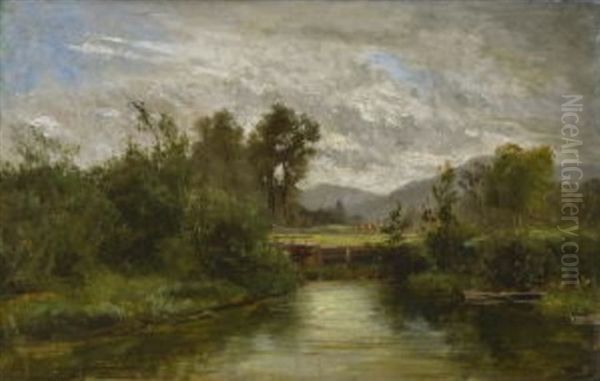 Weiher In Vorgebirgslandschaft Oil Painting by Joseph Hahn