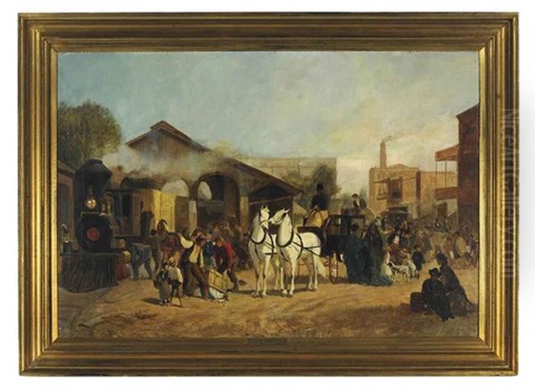 Southern Pacific R.r. Station At Sacramento Oil Painting by Karl Wilhelm Hahn