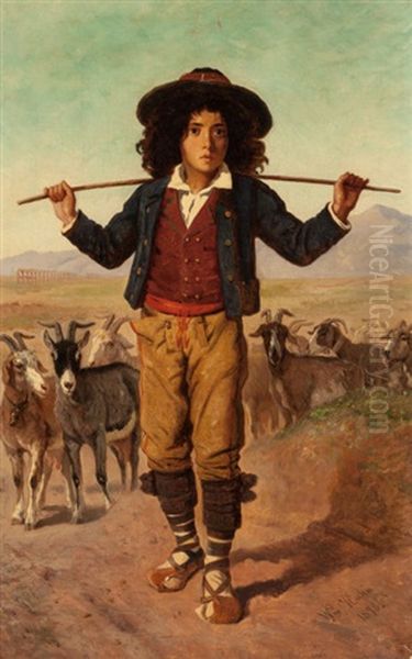 The Roman Goat Herder Oil Painting by William Hahn