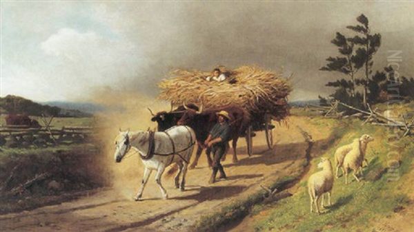 The Western Hay Cart Oil Painting by William Hahn