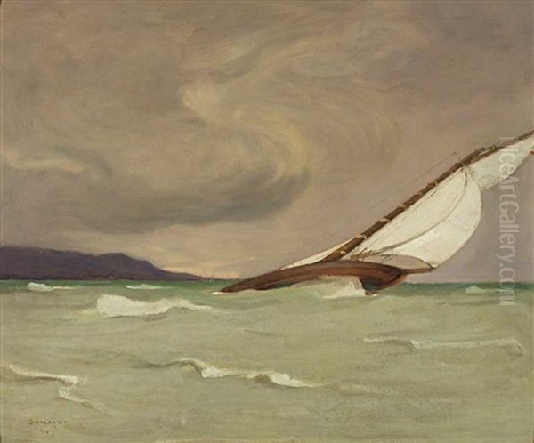 Rund Um Den Bodensee, Segelyacht Im Sturm Oil Painting by Georg Haid