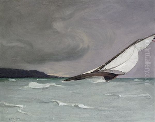 Segeljacht Im Sturm Oil Painting by Georg Haid