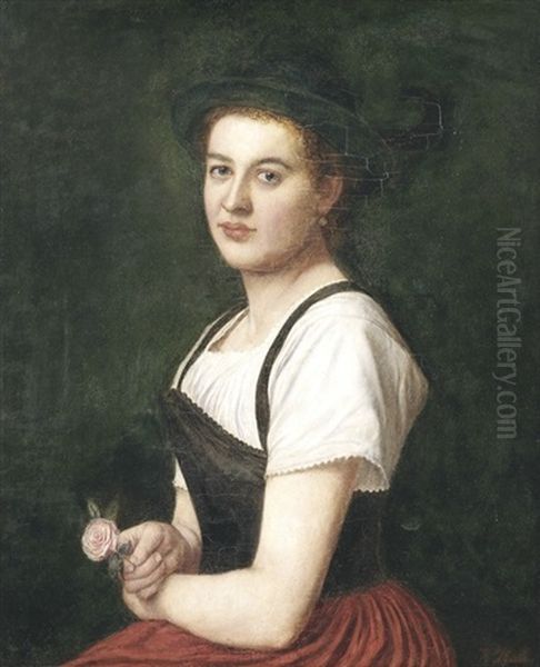 Bildnis Eines Bayerischen Madchens In Tracht Als Halbfigur Oil Painting by Karl Haider