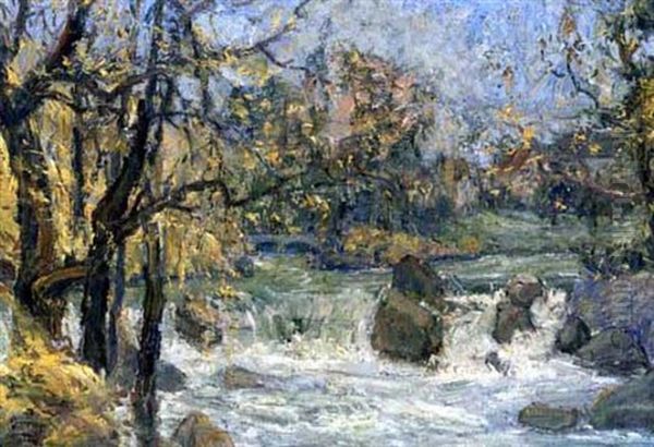 Eisbach (englischer Garten, Munchen) Oil Painting by Karl Haider