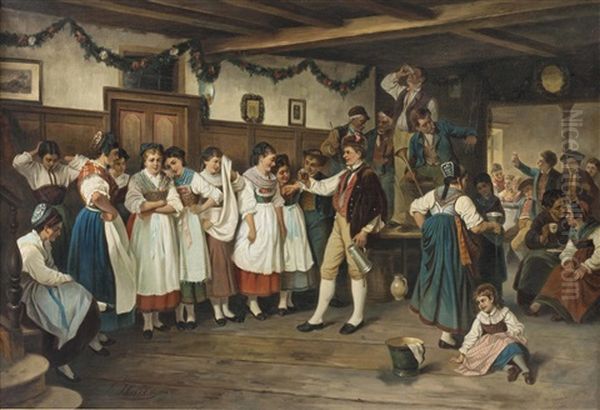 Tanzpause Auf Einer Elsassischen Bauernhochzeit Oil Painting by Joseph Haier