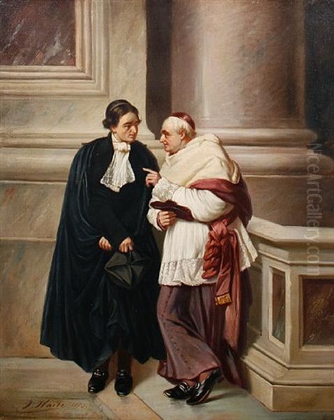 A Private Conversation Oil Painting by Joseph Haier