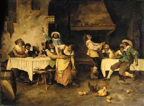 Merriment In The Tavern Oil Painting by Joseph Haier