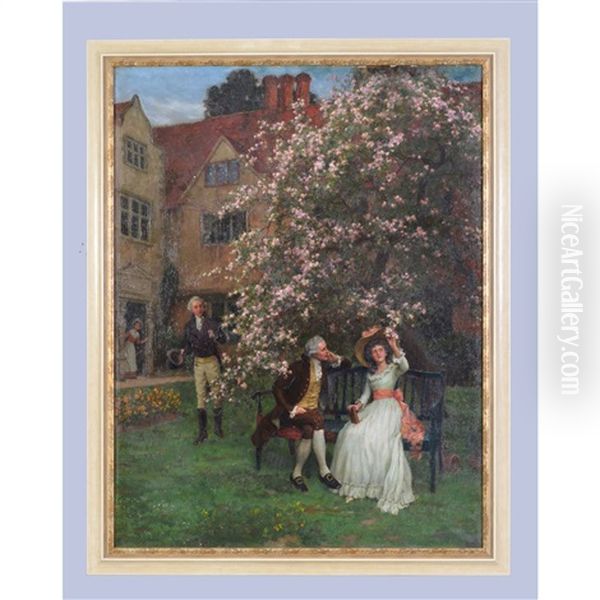 Under The Apple Blossom Oil Painting by Charles Haigh-Wood