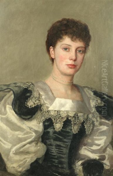 Portrait Of Mrs. Charles Haigh-wood To Be Sold Together With Two Watercolours By The Same Hand Oil Painting by Charles Haigh-Wood