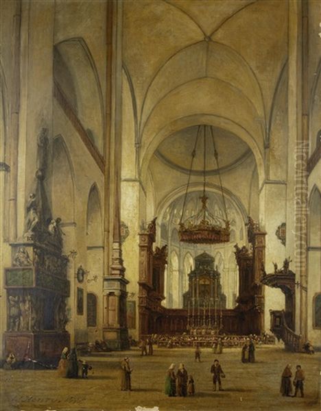 Cathedral Interior Oil Painting by William Henry Haines