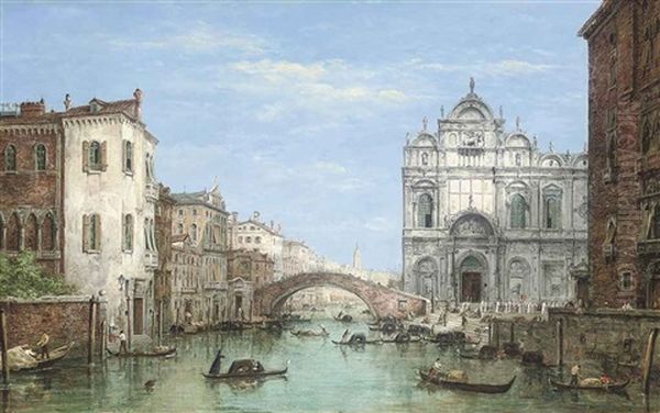 Gondolas Before The Campo San Zanipolo, Venice Oil Painting by William Henry Haines