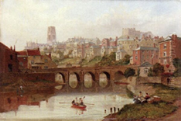 A View Of Durham Oil Painting by Thomas H. Hair