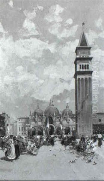 Piazza San Marco, Venice Oil Painting by George Charles Haite