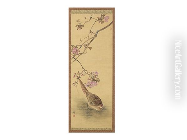 Flower And Bird Oil Painting by Kakizaki Hakyo