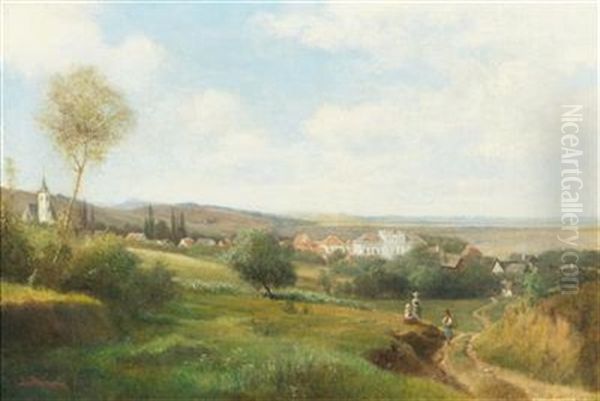 View Of Zeiselmauer-wolfpassing Near Tulln Oil Painting by Ludwig Georg Eduard Halauska