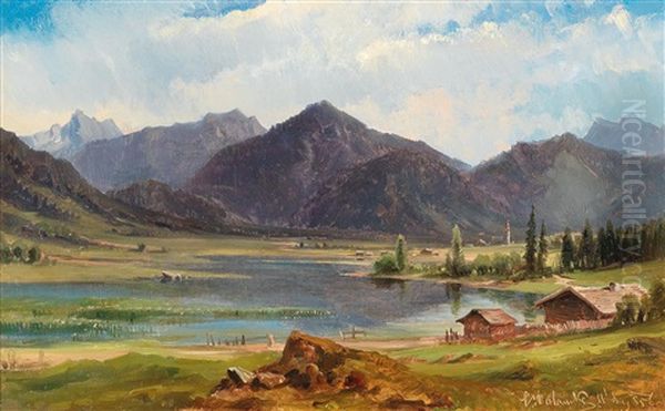 The Plansee In Tyrol Oil Painting by Ludwig Georg Eduard Halauska