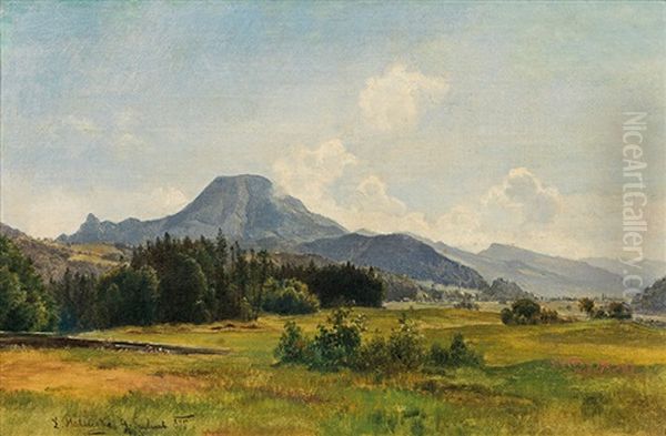 View Of Salzburg With Gaisberg And Nockstein by Ludwig Georg Eduard Halauska