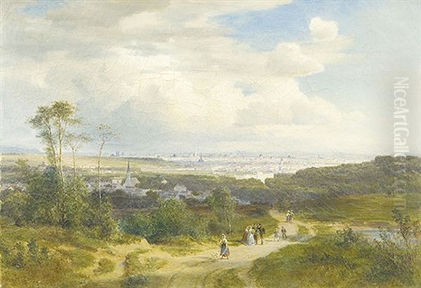 Fernsicht Nach Wien Von Der Anhohe Oil Painting by Ludwig Georg Eduard Halauska