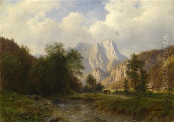 Der Tolzstein Bei Afflenz, Steiermark Oil Painting by Ludwig Georg Eduard Halauska