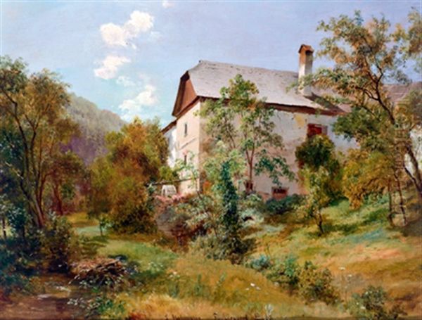 Motiv Bei Purkersdorf Oil Painting by Ludwig Georg Eduard Halauska