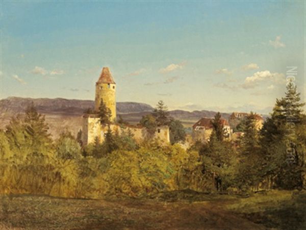 Blick Auf Burg Seebenstein by Ludwig Georg Eduard Halauska